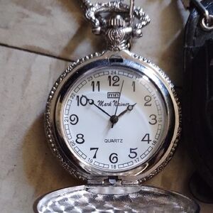 W Black Leather Keychain with Silver Eagle Emblem